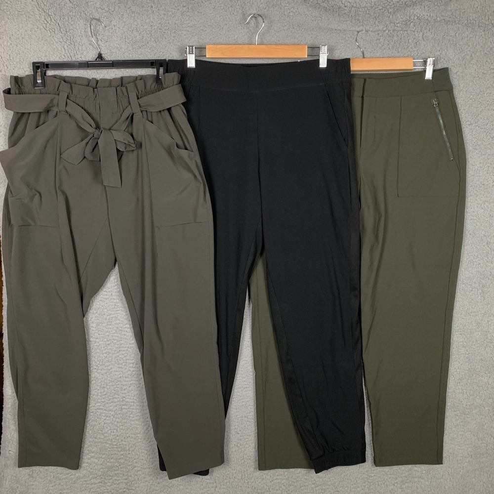Athleta Skyline/Brooklyn/Wander Pant Womens 12 Olive/Black Stretch Casual Travel